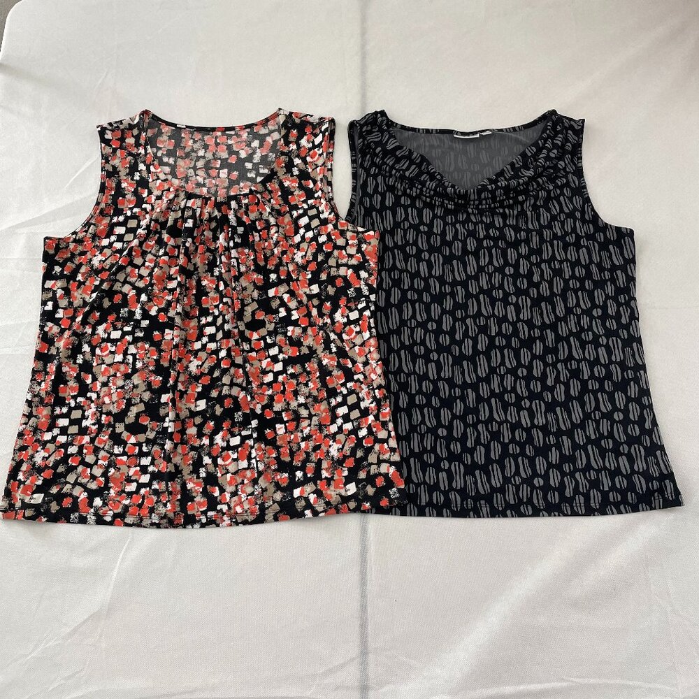 Croft & Barrow Womens Multicolor Abstract Print Sleeveless Top Size L Lot Of 2